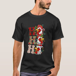 HOHOHO Chickens Santa Hat Reindeer Merry Christmas T-Shirt