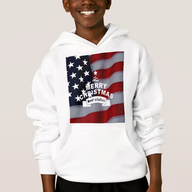 HOHOHO! Christmas Day US Flag Hoodie (Front)