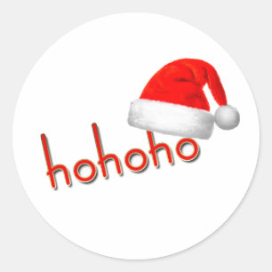 HoHoHo Christmas Hat Red White Simple Classic Round Sticker