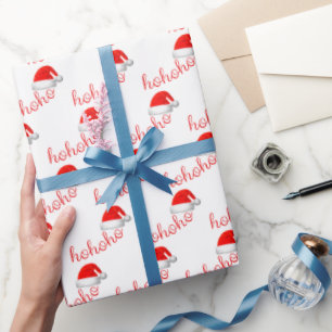 HoHoHo Christmas Hat Red White Wrapping Paper