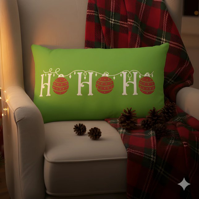 HoHoHo Christmas  Lumbar Cushion (Ho Ho Ho Christmas Pillow)