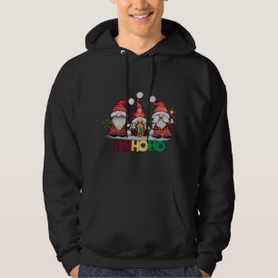 HoHoHo Christmas Three Red Gnomes Santa Claus Hall Hoodie
