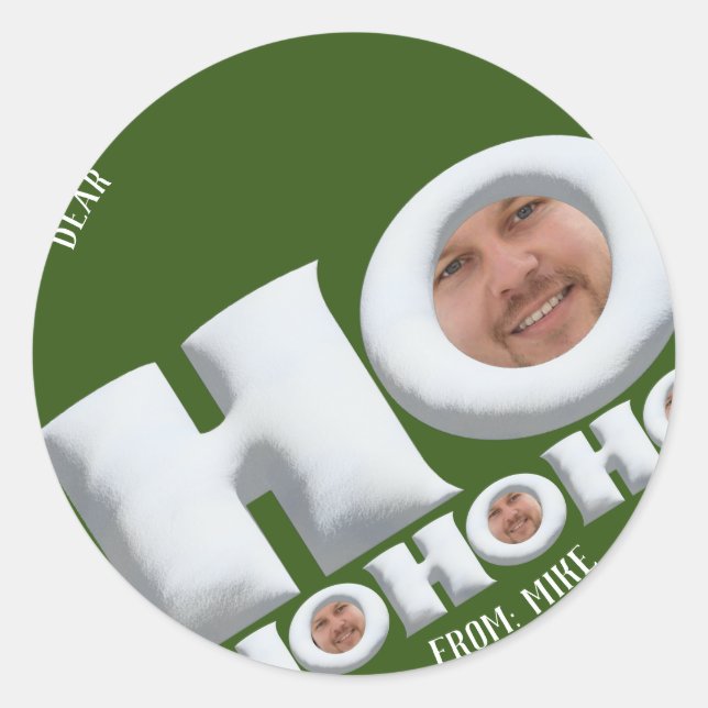 HOHOHO! Funny dad face holiday gift stickers (Front)