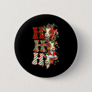 Hohoho Goats Santa Claus Hat Reindeer Merry Christ 6 Cm Round Badge