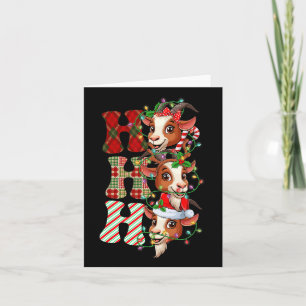 Hohoho Goats Santa Claus Hat Reindeer Merry Christ Card