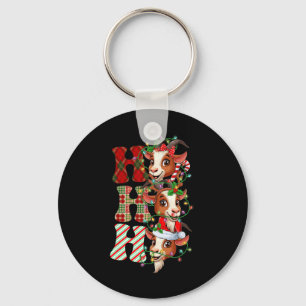 Hohoho Goats Santa Claus Hat Reindeer Merry Christ Key Ring