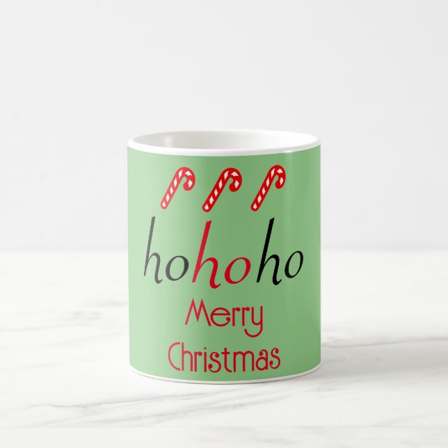 HoHoHo Green Merry Christmas Sticker Coffee Mug (Center)
