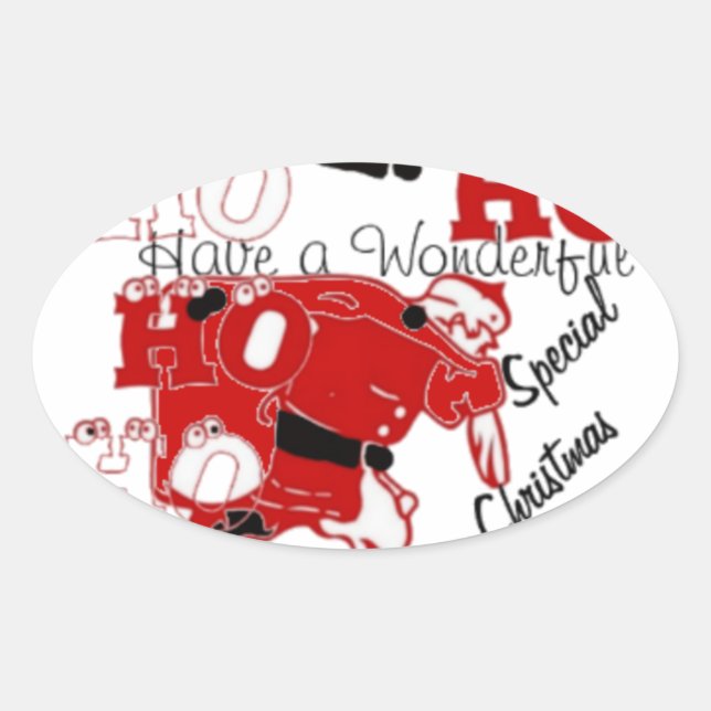 HOHOHO Have a Wonderful Christmas With Gratitude Oval Sticker (Front)