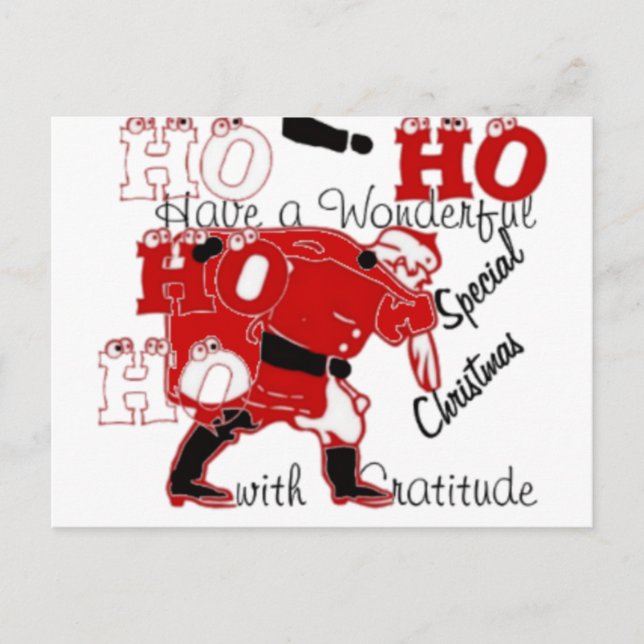HOHOHO Have a Wonderful Christmas With Gratitude Postcard (Front)