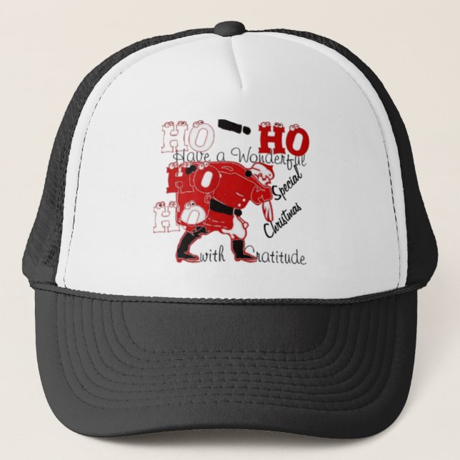 HOHOHO Have a Wonderful Christmas With Gratitude Trucker Hat (Front)