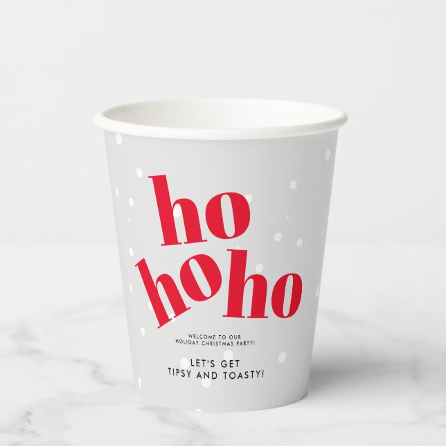 Hohoho Let's Get Tipsy and Toasty Christmas Party Paper Cups (Front)