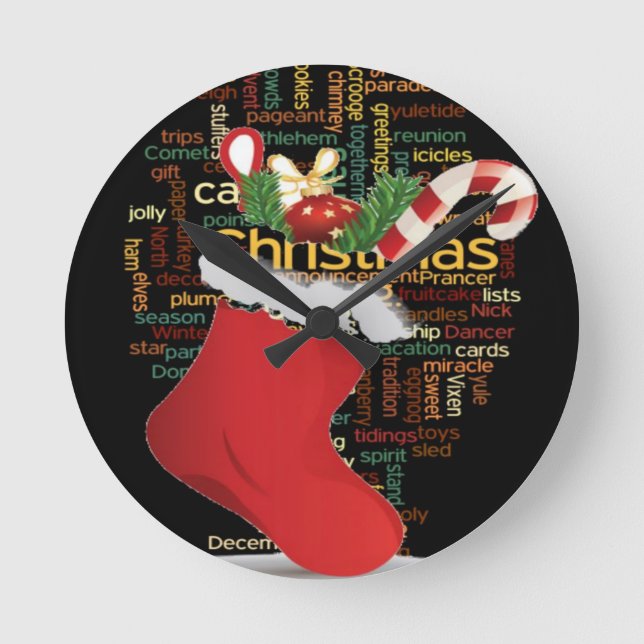 HoHoHo! Merry Christmas GIFTS and a Happy New Year Round Clock (Front)