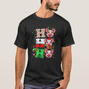 HOHOHO Pigs Santa Claus Hat Reindeer Merry Christm T-Shirt