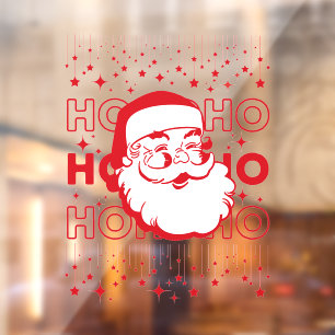 Hohoho Red Retro Santa Claus Starry Sky Window Cling