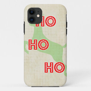 hohoho reindeer santa red green vintage christmas iPhone 11 case