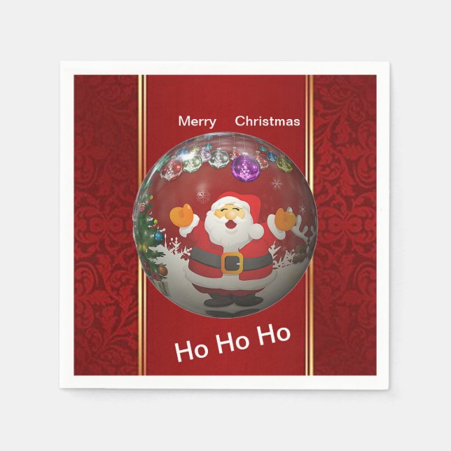 “HoHoHo Santa”  Christmas  Napkin (Front)