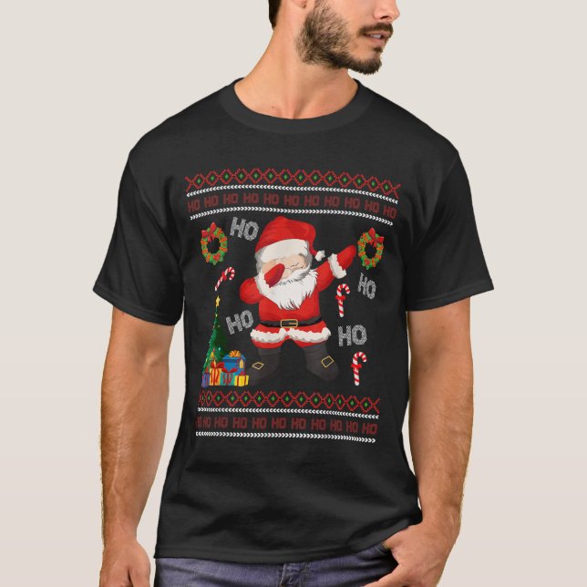 Hohoho Santa Claus Dabbing Ugly Christmas Sweater  (Front)
