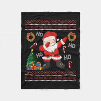 Hohoho Santa Claus Dabbing Ugly Christmas Sweater Fleece Blanket