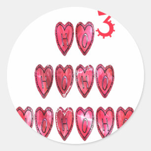 Hohoho! Santa cool hearts text Christmas love desi Classic Round Sticker