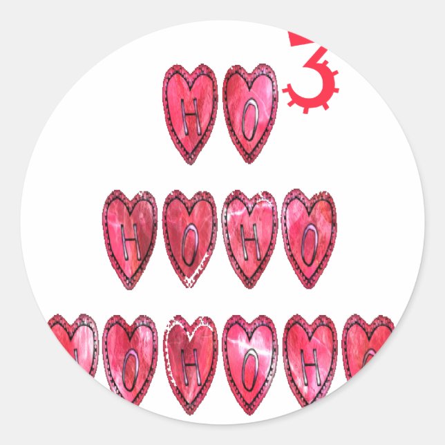 Hohoho! Santa cool hearts text Christmas love desi Classic Round Sticker (Front)