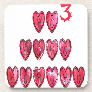 Hohoho! Santa cool hearts text Christmas love desi Coaster