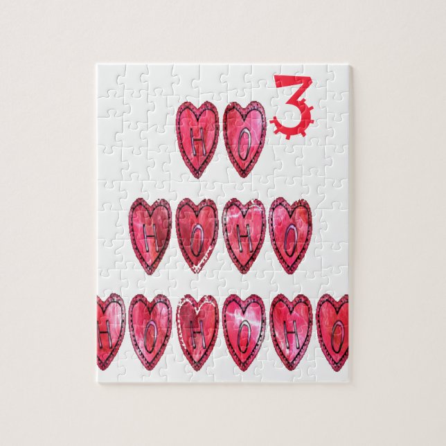 Hohoho! Santa cool hearts text Christmas love desi Jigsaw Puzzle (Vertical)