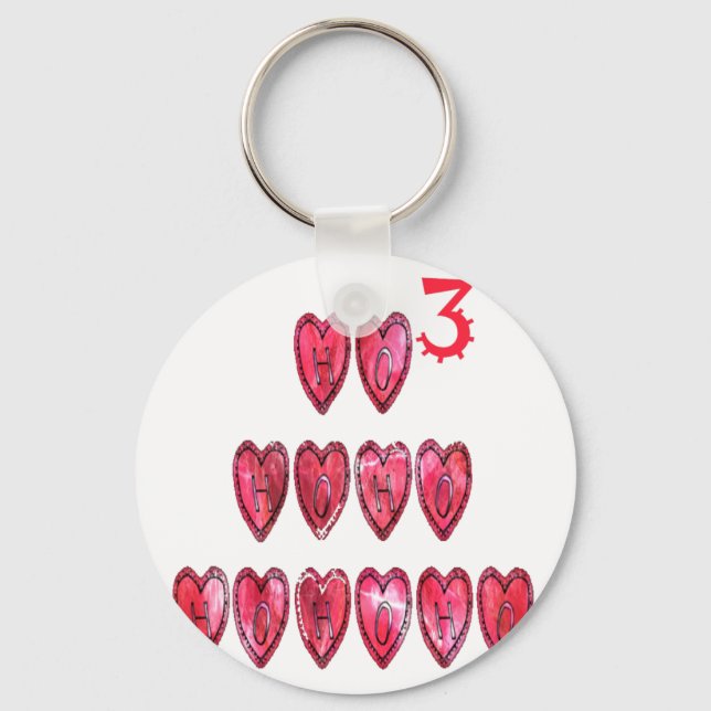 Hohoho! Santa cool hearts text Christmas love desi Key Ring (Front)