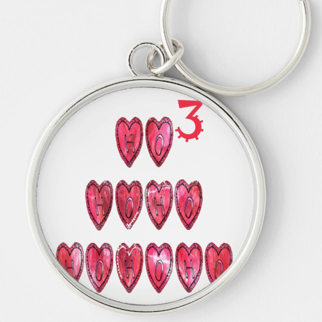 Hohoho! Santa cool hearts text Christmas love desi Key Ring (Front)
