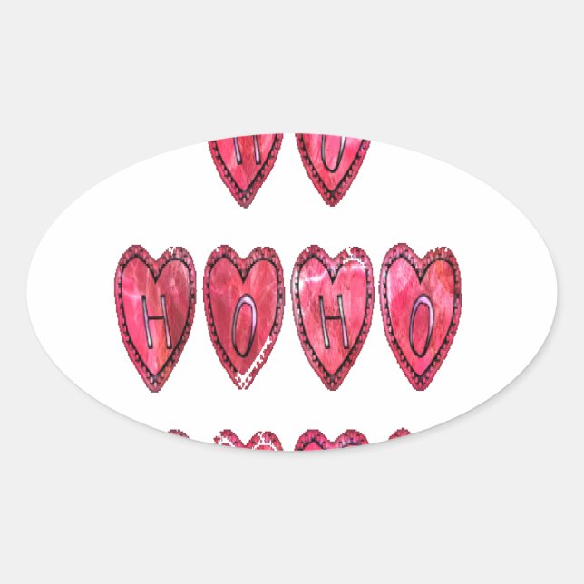 Hohoho! Santa cool hearts text Christmas love desi Oval Sticker (Front)