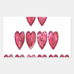 Hohoho! Santa cool hearts text Christmas love desi Rectangular Sticker