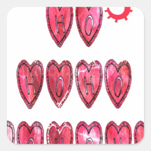 Hohoho! Santa cool hearts text Christmas love desi Square Sticker