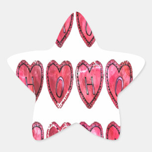 Hohoho! Santa cool hearts text Christmas love desi Star Sticker