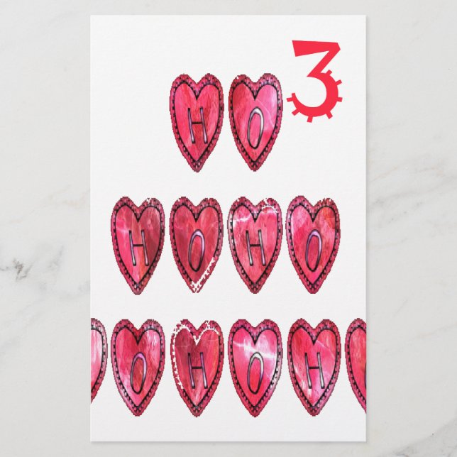 Hohoho! Santa cool hearts text Christmas love desi Stationery (Front)