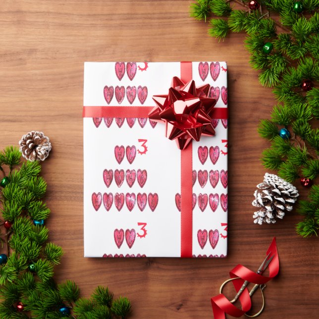 Hohoho! Santa cool hearts text Christmas love desi Wrapping Paper (Holiday Gift)