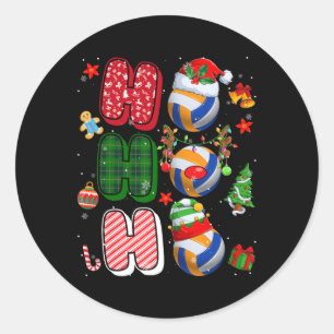 Hohoho Santa Elf Reindeer Volleyball Xmas Tree Lig Classic Round Sticker