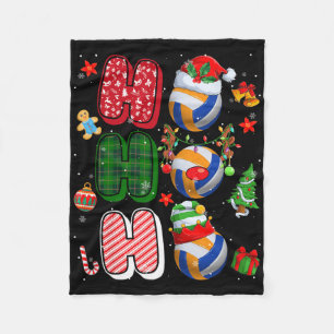 Hohoho Santa Elf Reindeer Volleyball Xmas Tree Lig Fleece Blanket