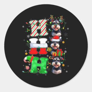 Hohoho Schnauzer Dog Santa Elf Hat Reindeer Christ Classic Round Sticker