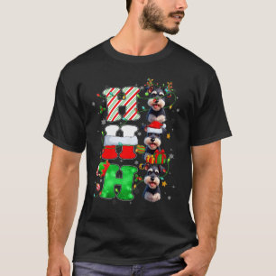 Hohoho Schnauzer Dog Santa Elf Hat Reindeer Christ T-Shirt