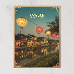Hoi An Lantern Town in Golden Retro Tone Postcard<br><div class="desc">Old town reflections with floating lanterns and riverside charm.</div>
