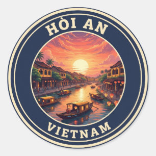 Hoi An Vietnam Vintage Travel Classic Round Sticker