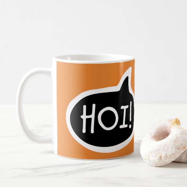 HOI! Dutch For Hello, Greeting, Hi, Speech Bubble Coffee Mug (With Donut)