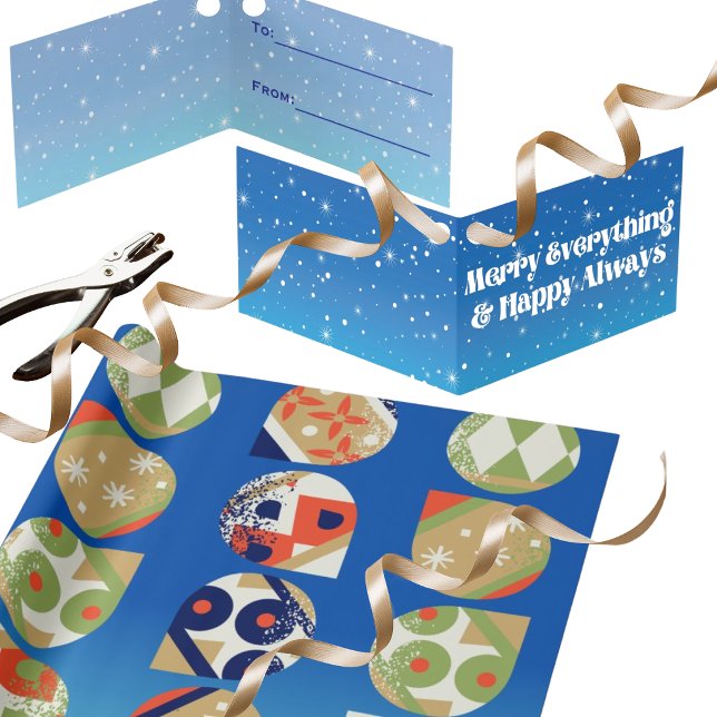 Hoilday Gift Tag Merry Everything & Happy Always (This listing is for the gift card, wrapping paper is sold separately as part of same collection.)