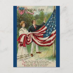 Hoisting the Flag on Memorial Day Postcard