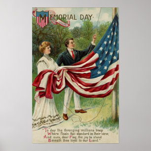 Hoisting the Flag on Memorial Day Poster
