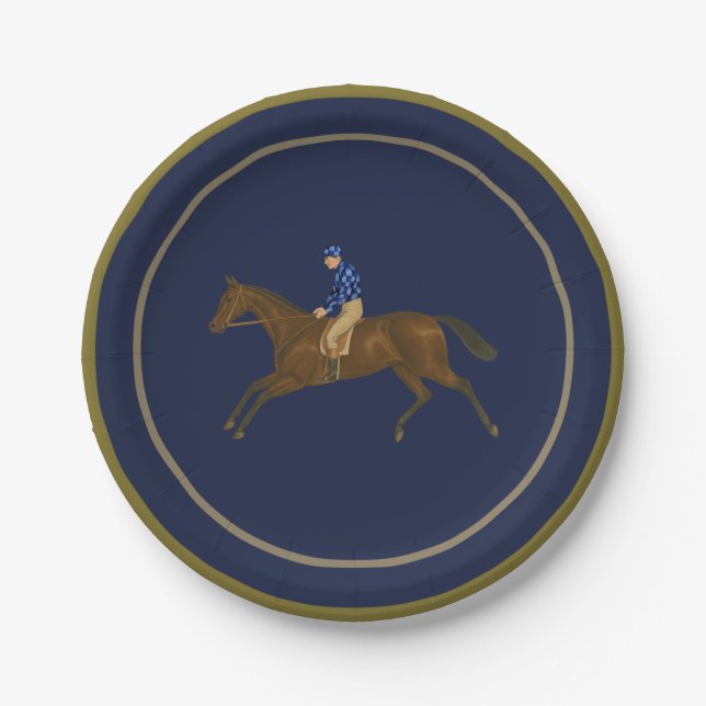 Hoity Toity Derby Party Plates, Navy Paper Plate (Front)