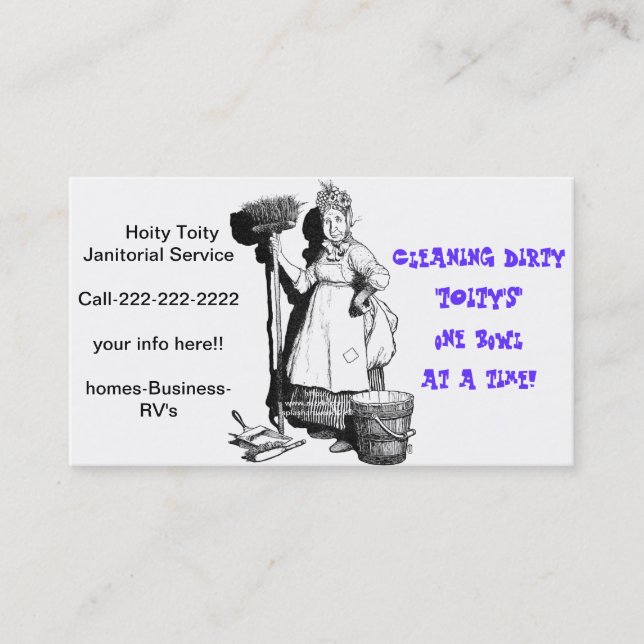 "Hoity Toity Janitorial" Business Card (Front)