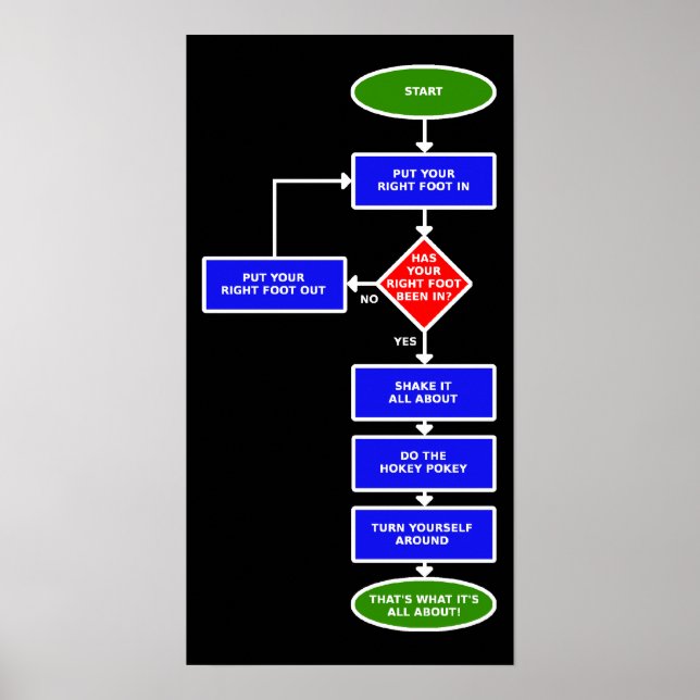 Hokey Pokey Flowchart Poster Sign Print (Front)