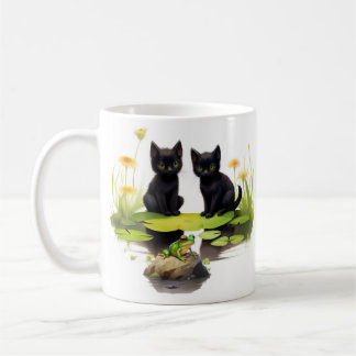 Hoki & Koki Black Kittens Visit The Pond Mug