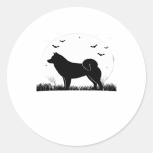 Hokkaido Dog � Halloween Moon Silhouette Classic T Classic Round Sticker