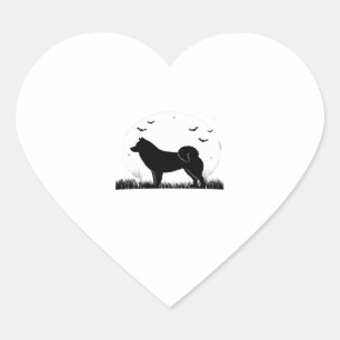 Hokkaido Dog � Halloween Moon Silhouette Classic T Heart Sticker